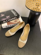 cc 25 ballet flat 50mm beige white raffia 288816