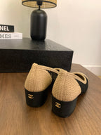 cc 25 ballet flat 50mm beige black raffia 288817