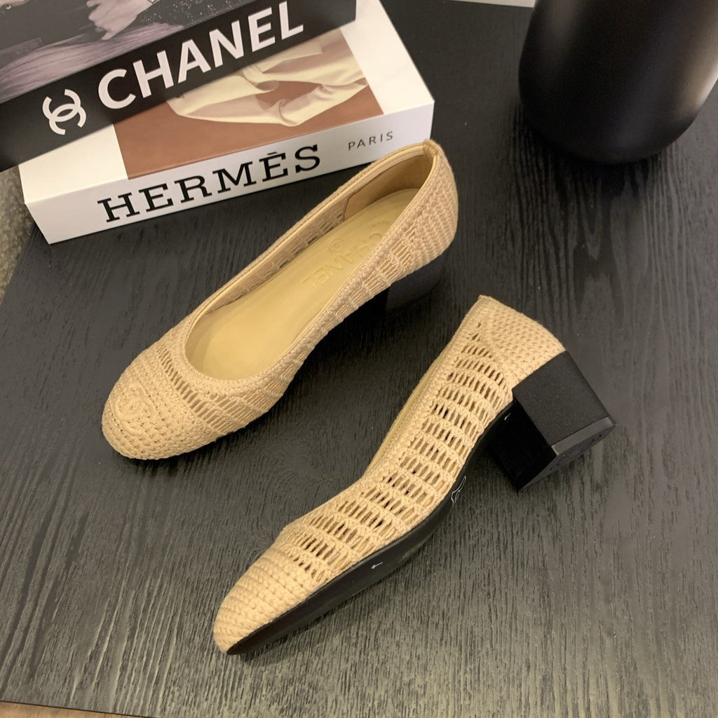 cc 25 ballet flat 50mm beige raffia 288818