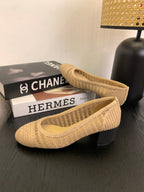 cc 25 ballet flat 50mm beige raffia 288818