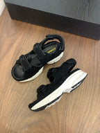 CC Toe Sandals Black Tweed Mix Leather 299540