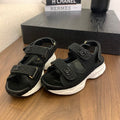 CC Toe Sandals Black Canvas Mix Leather 299541