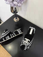 CC 25 Flower Slippers Black Fabric 330771
