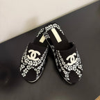 CC 25 Flower Slippers Black Fabric 330771