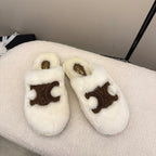 CL Elena Mule in Shearling 10mm White Brown Wool 435860