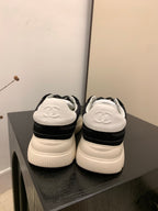 CC Alexander McQueen Sneakers Black White Leather and Ceiling Fabric 537190