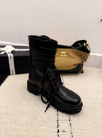 CC 2025 Lace-up Combat Boot Black Leather 548115