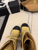 CC 2025 Lace-up Combat Boot Beige Black Leather 548116