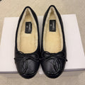 CC 26 Shearling Ballet Flat Black Beige Cowhide Wool 588921