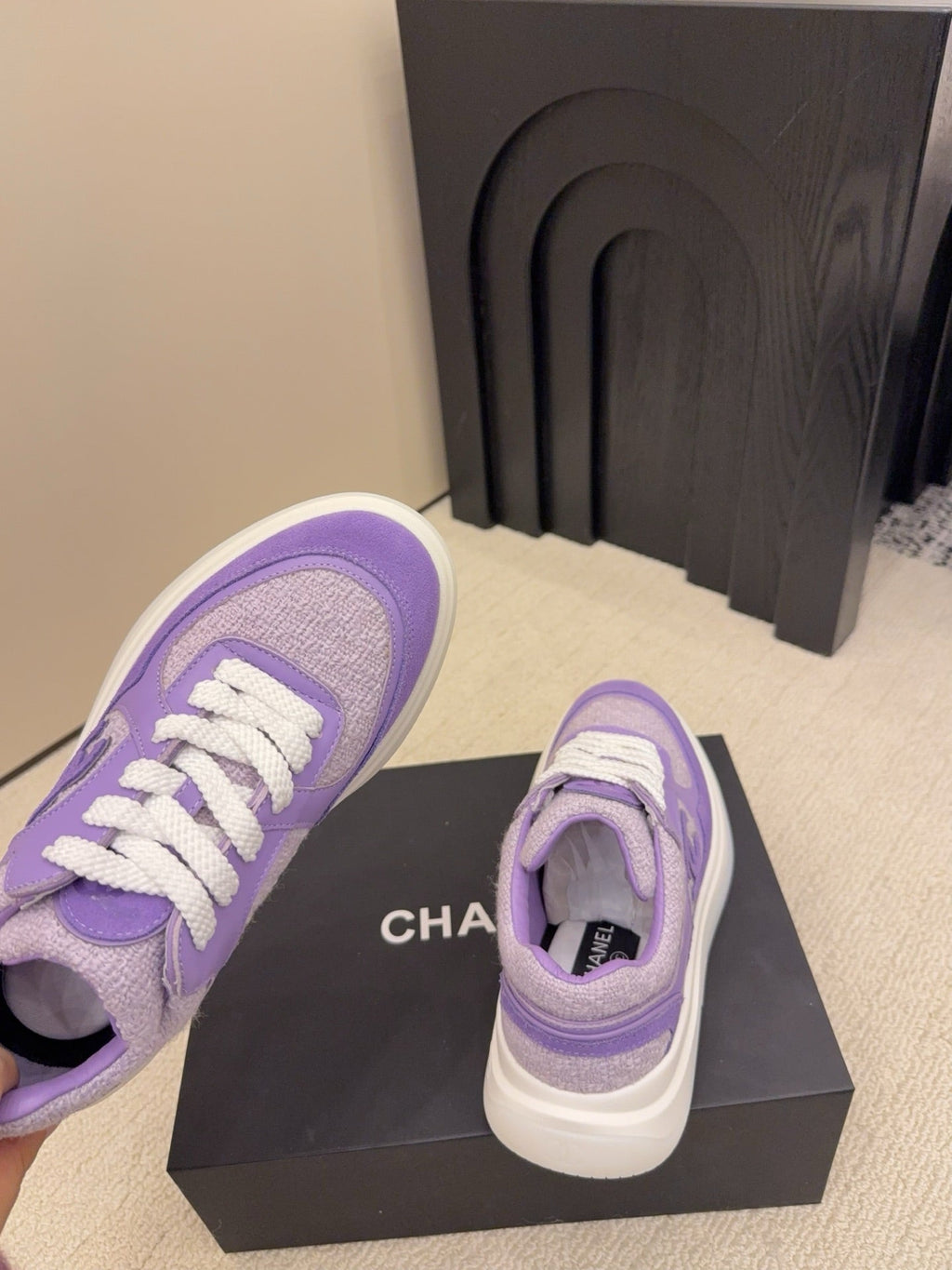 CC 26 Sneaker Purple mix White Tweed Fabric and Suede 589083