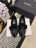 CC 26 Fur-lined Loafer With Bow Black Wool Leather 588823