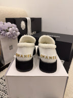 CC 26 Fur-lined Loafer With Bow Black White Wool Leather 588825