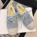 CC 26 Shearling Loafer Blue White Suede Wool 588711