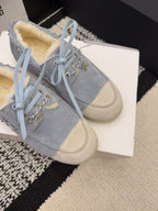 CC 26 Shearling Loafer Blue White Suede Wool 588711