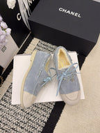 CC 26 Shearling Loafer Blue White Suede Wool 588711