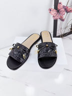 CD 26s Slippers Black Beige Cowhide 681587