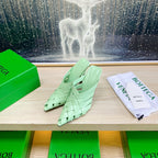 BV 26s Alfie High Mules 90mm Green Mint Woven Calfskin