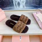 Miu Slippers Dark Brown Wool