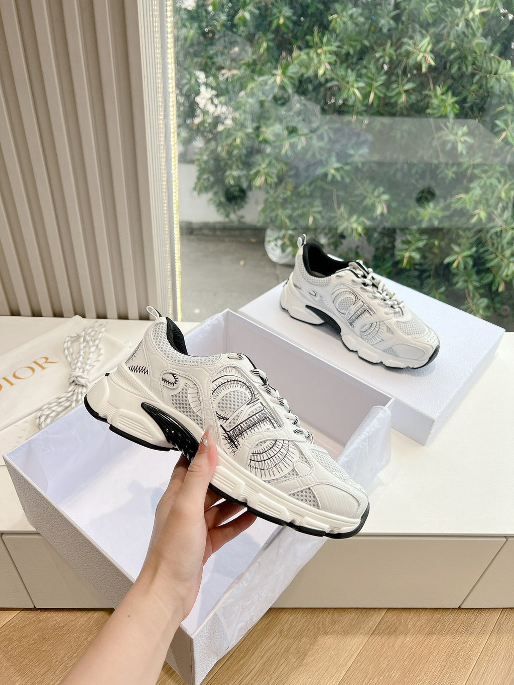 CD Chrono Sneaker Mesh with Leather-Effect Panels 241615