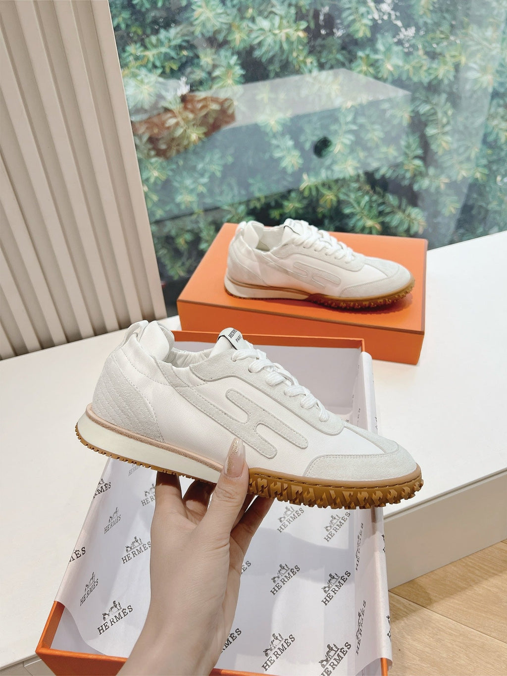 HM JET SNEAKER WHITE CALFSKIN