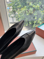 rebecca ballerina flat black calfskin