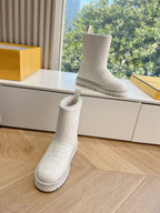 Fendi Apres Chic with FF chamois Boots White Cowhide 475229