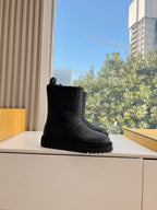 Fendi Apres Chic with FF chamois Boots Black Cowhide 475230