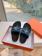 HM Joyce Sandals Black Blue Suede Lambskin 292600