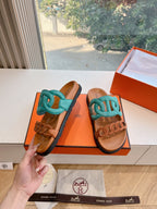 HM 25 Extra Sandal Blue Gold Calfskin
