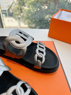 HM 25 Extra Sandal Black Silver Metalic Calfskin