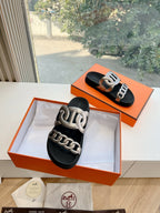 HM 25 Extra Sandal Black Silver Metalic Calfskin