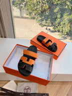 HM Chypre Sandal Orange mix Black Calfskin 202815