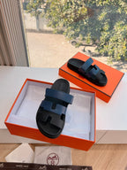 HM Chypre Sandal Navy Blue mix Black Calfskin 202817