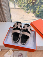 HM 25 Genius Sandal Rose Brown Suede Black Calfskin