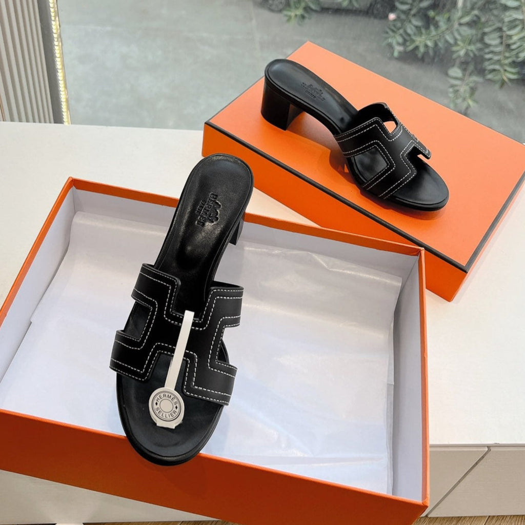 OASIS SANDAL IN BLACK MIX WHITE CALFSKIN