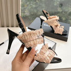 CC Sandals with bow tie Nude 7cm Lambskin 202867