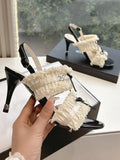 CC Sandals with bow tie Cream 7cm Lambskin 202868