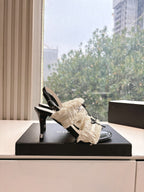 CC Sandals with bow tie Cream 7cm Lambskin 202868