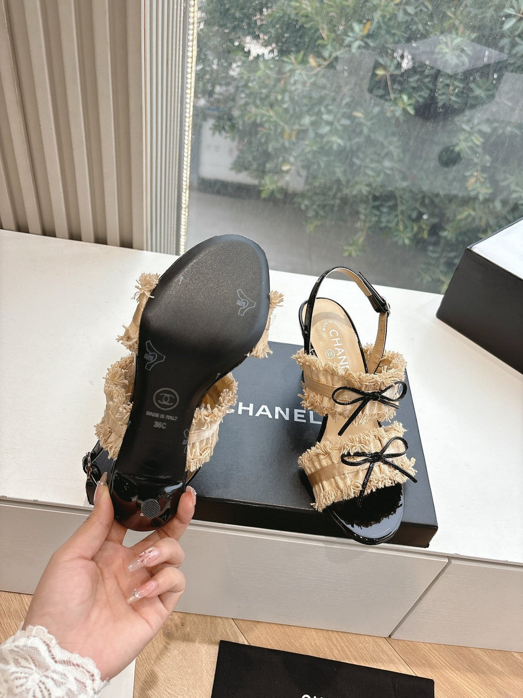 CC Sandals with bow tie Nude 7cm Lambskin 202869