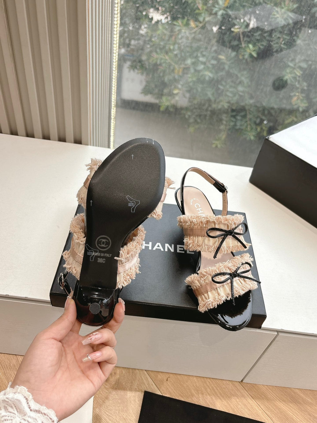 CC Sandals with bow tie Nude 4,5cm Lambskin 202872