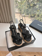 CC Mules Sandals Black 6cm Lambskin 202879
