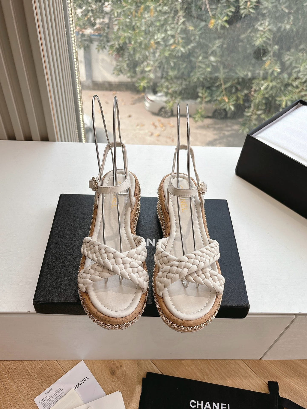CC Mules Sandals Cream 6cm Lambskin 202886