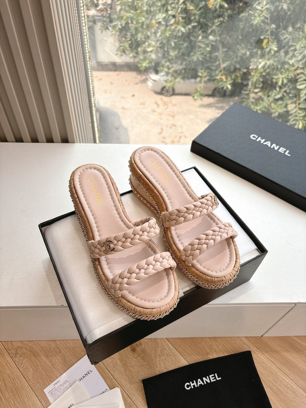 CC Sandals Pink   braided 6cm lambskin 202890