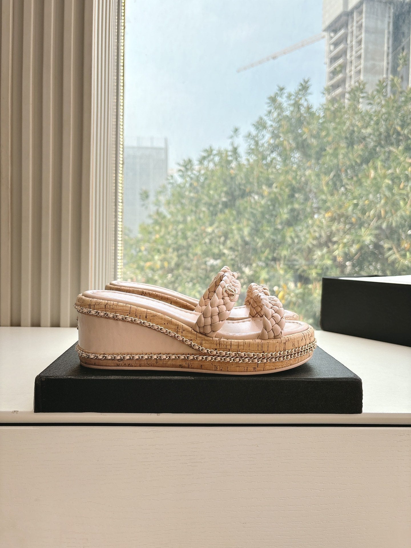 CC Sandals Pink   braided 6cm lambskin 202890