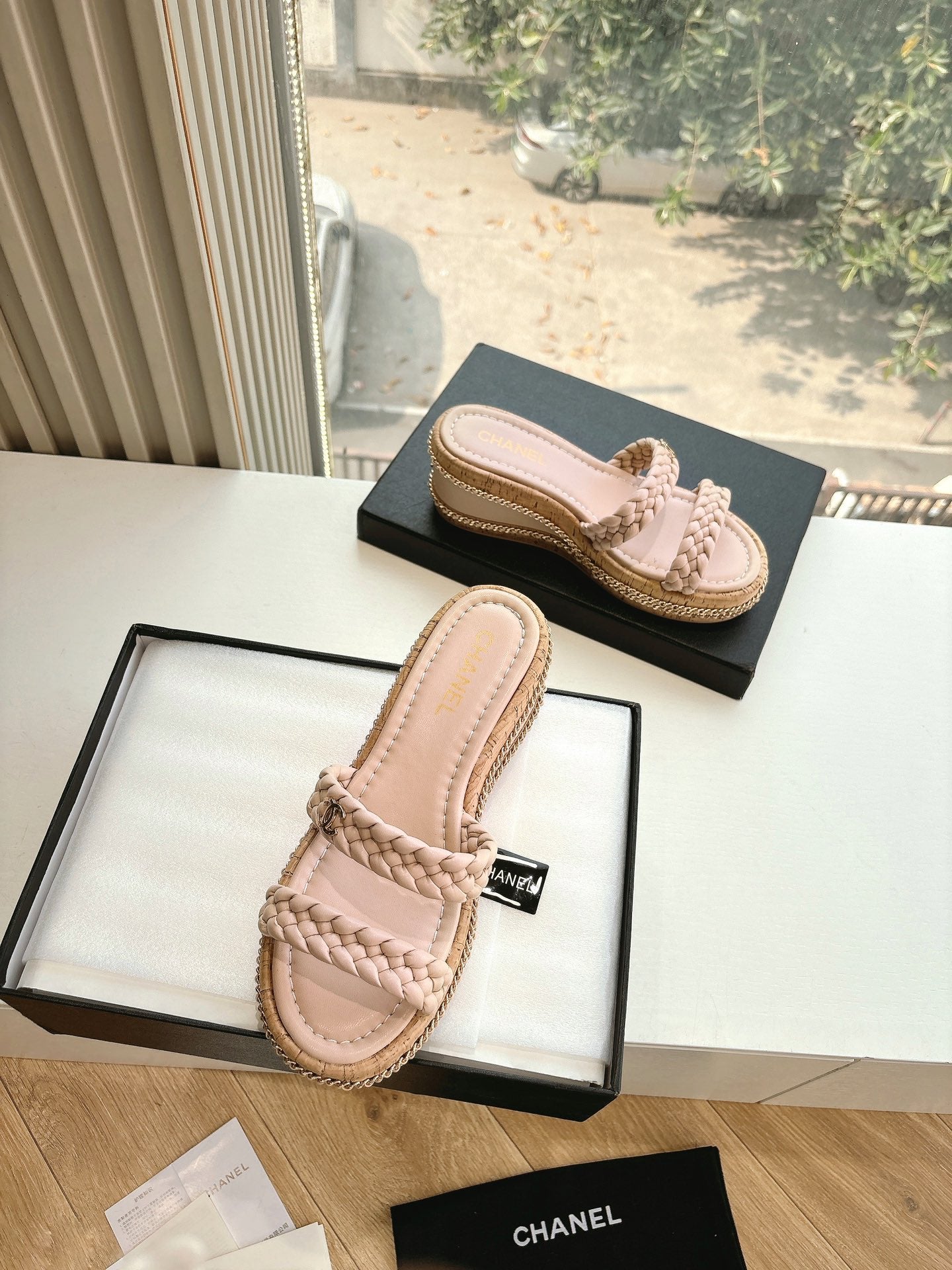 CC Sandals Pink   braided 6cm lambskin 202890