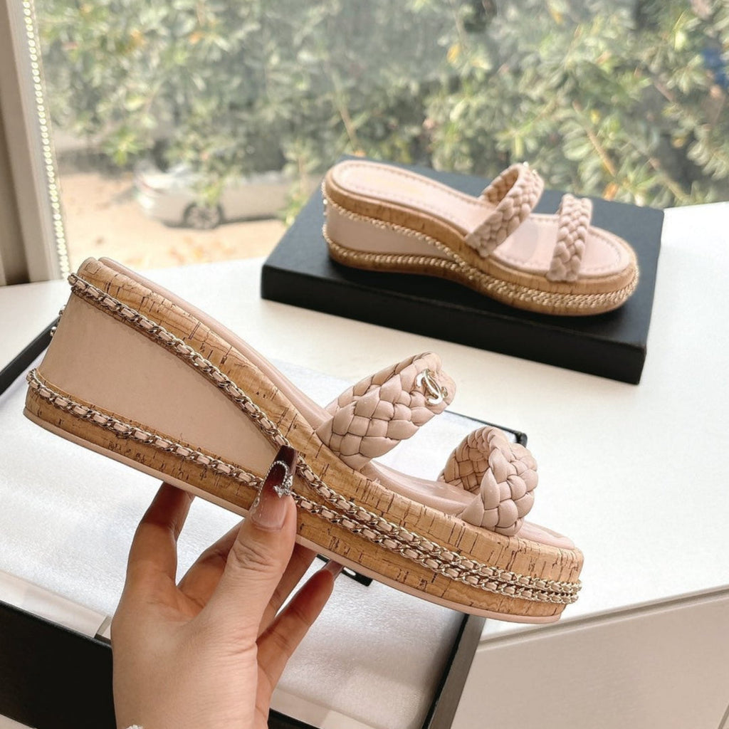 CC Sandals Pink   braided 6cm lambskin 202890