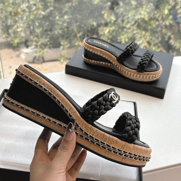 CC Sandals Black   braided 6cm lambskin 202892