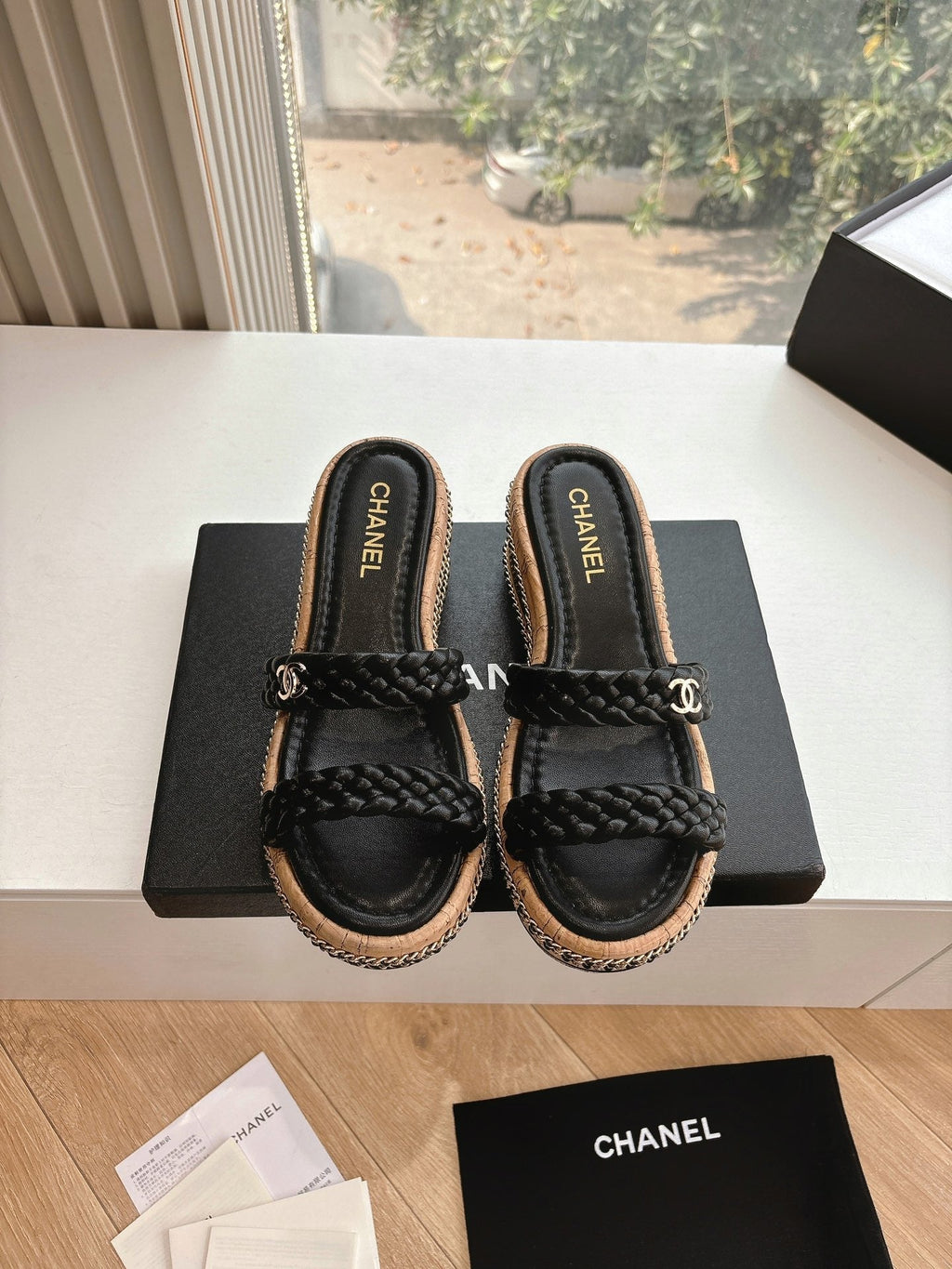 CC Sandals Black   braided 6cm lambskin 202892