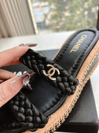 CC Sandals Black   braided 6cm lambskin 202892