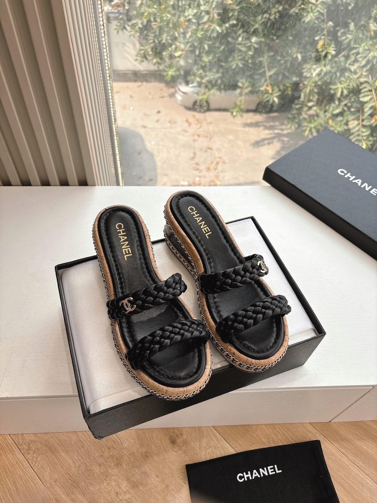 CC Sandals Black   braided 6cm lambskin 202892
